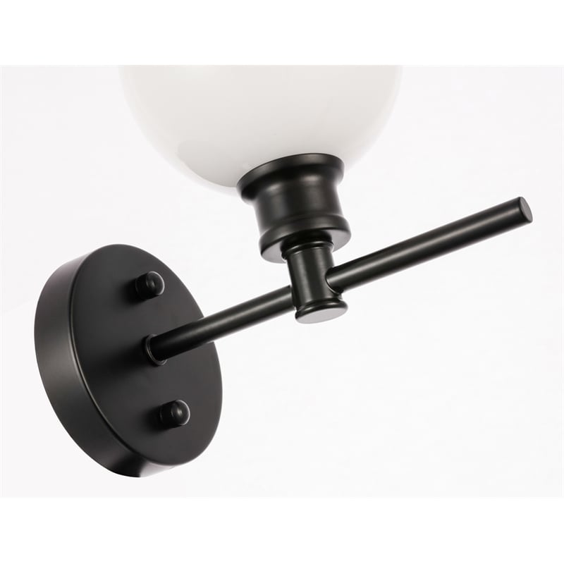 Living District Collier 1 Light Black and Frosted White Glass Wall Sconce