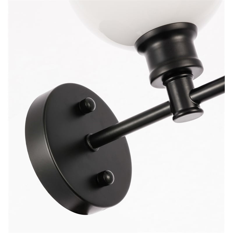 Living District Collier 1 Light Black and Frosted White Glass Wall Sconce