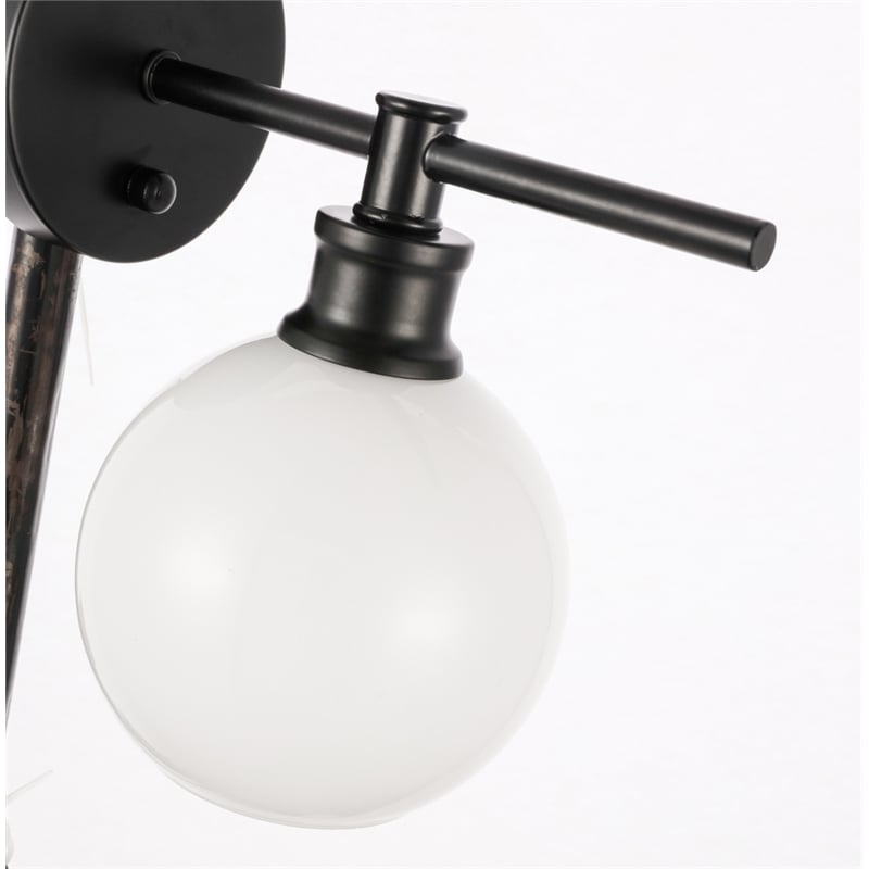 Living District Collier 1 Light Black and Frosted White Glass Wall Sconce