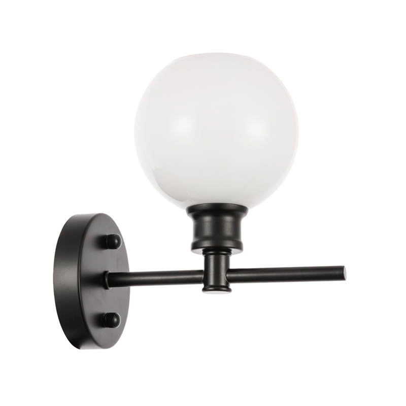 Living District Collier 1 Light Black and Frosted White Glass Wall Sconce