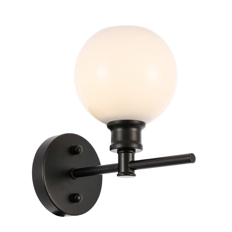 Living District Collier 1 Light Black and Frosted White Glass Wall Sconce