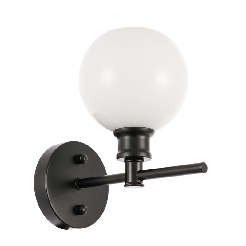 Living District Collier 1 Light Black and Frosted White Glass Wall Sconce