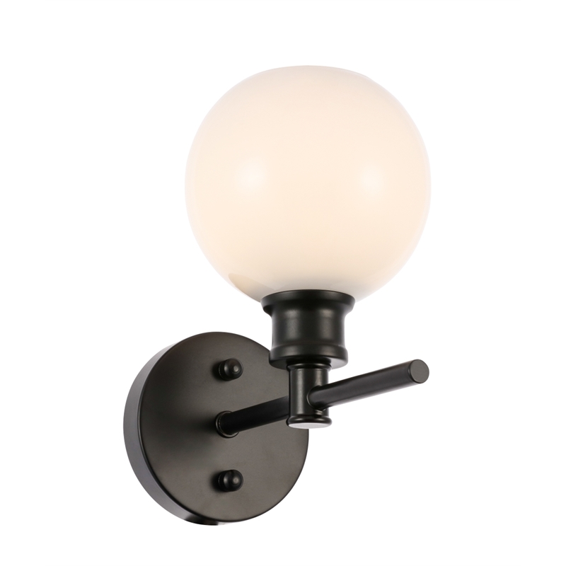 Living District Collier 1 Light Black and Frosted White Glass Wall Sconce
