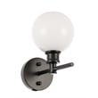 Living District Collier 1 Light Black and Frosted White Glass Wall Sconce