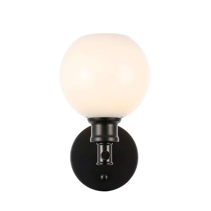 Living District Collier 1 Light Black and Frosted White Glass Wall Sconce