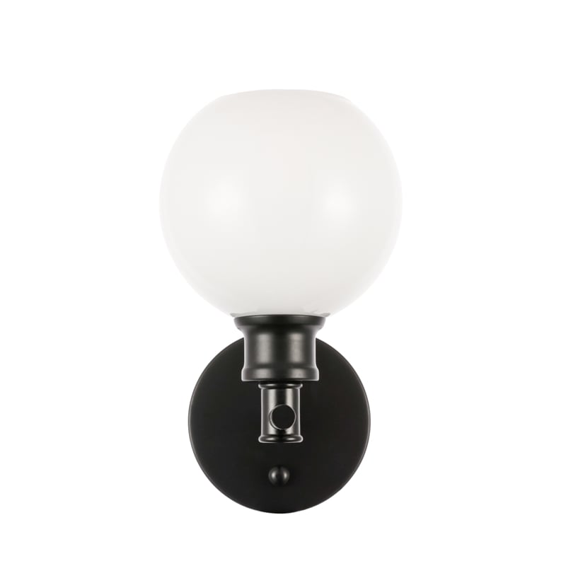 Living District Collier 1 Light Black and Frosted White Glass Wall Sconce