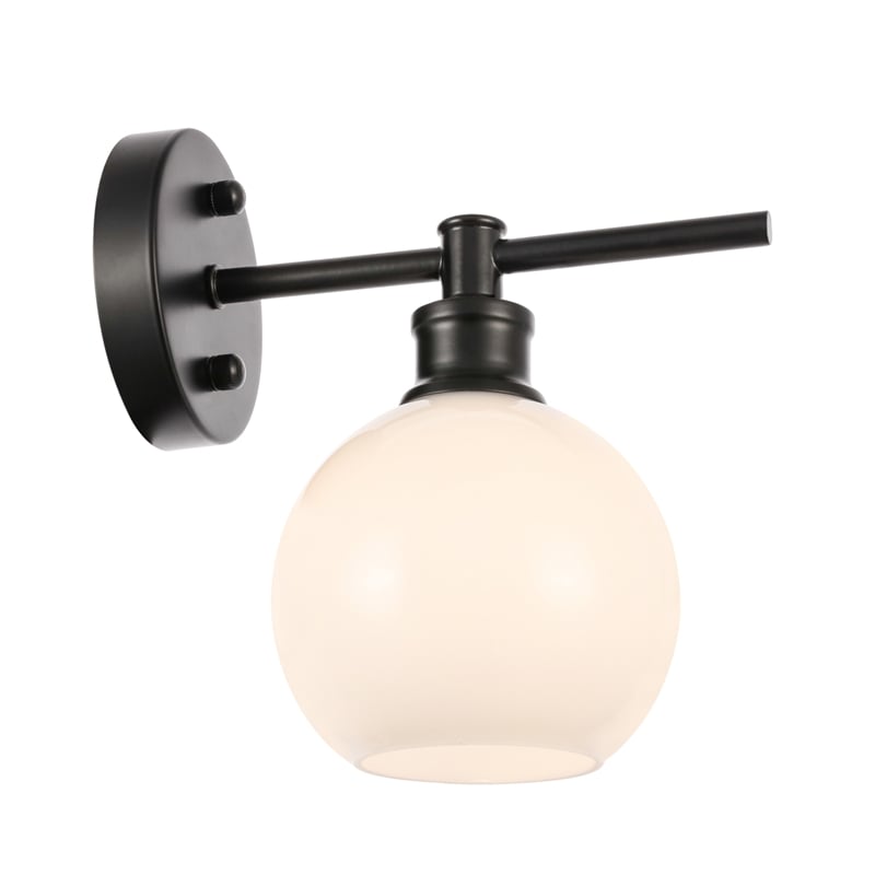 Living District Collier 1 Light Black and Frosted White Glass Wall Sconce