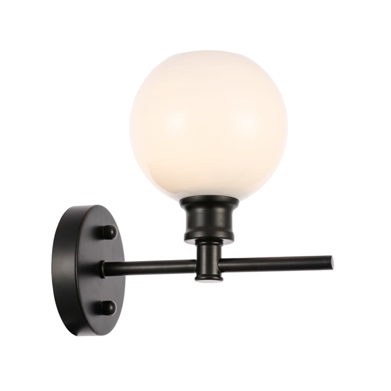 Living District Collier 1 Light Black and Frosted White Glass Wall Sconce