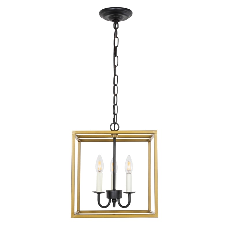Living District Eclipse 3 Light Brass and Black Pendant