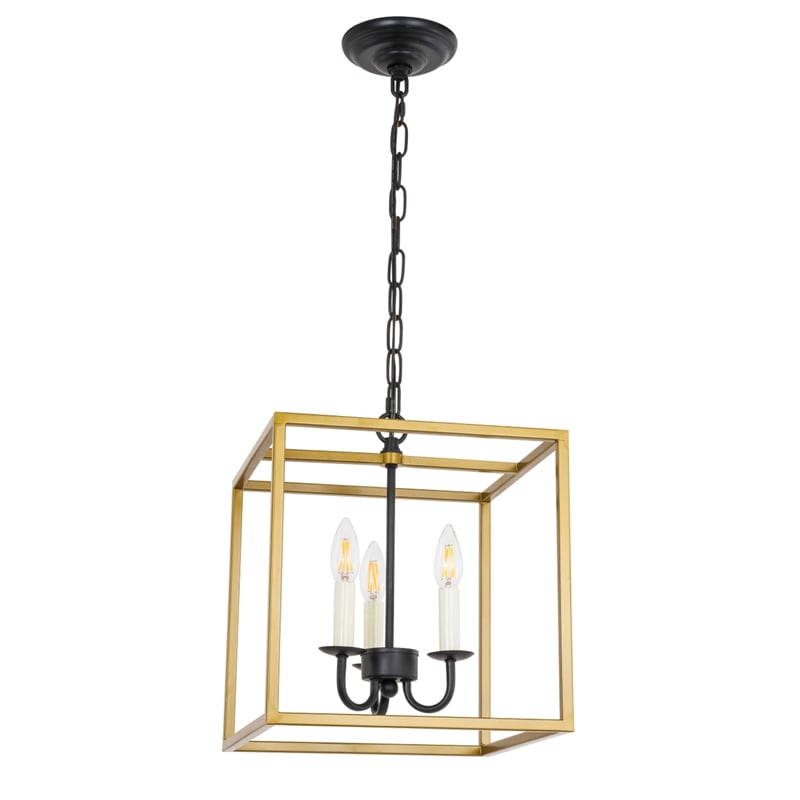 Living District Eclipse 3 Light Brass and Black Pendant