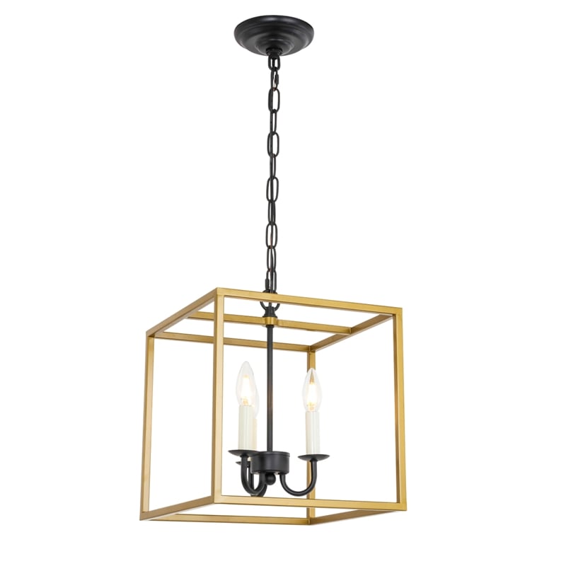 Living District Eclipse 3 Light Brass and Black Pendant