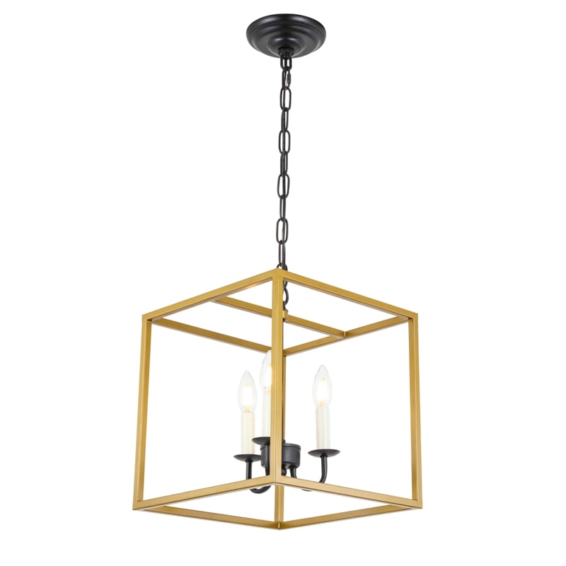 Living District Eclipse 3 Light Brass and Black Pendant
