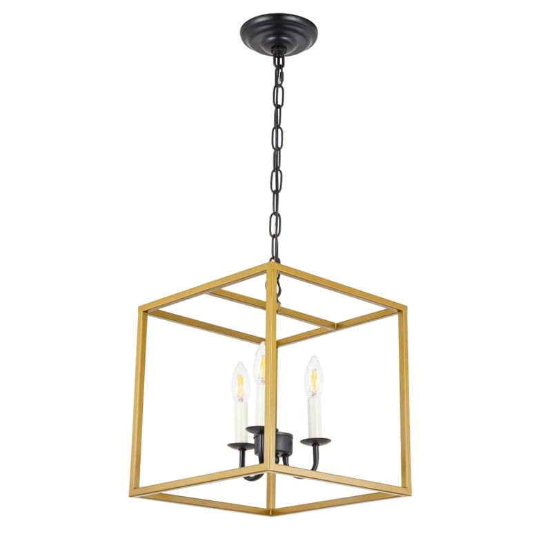Living District Eclipse 3 Light Brass and Black Pendant
