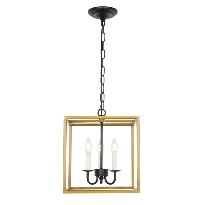 Living District Eclipse 3 Light Brass and Black Pendant