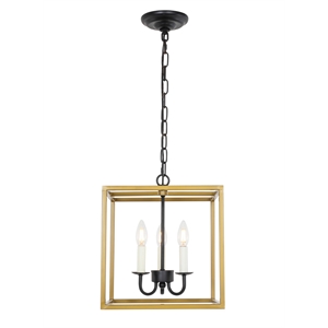 Living District Eclipse 3 Light Brass and Black Pendant