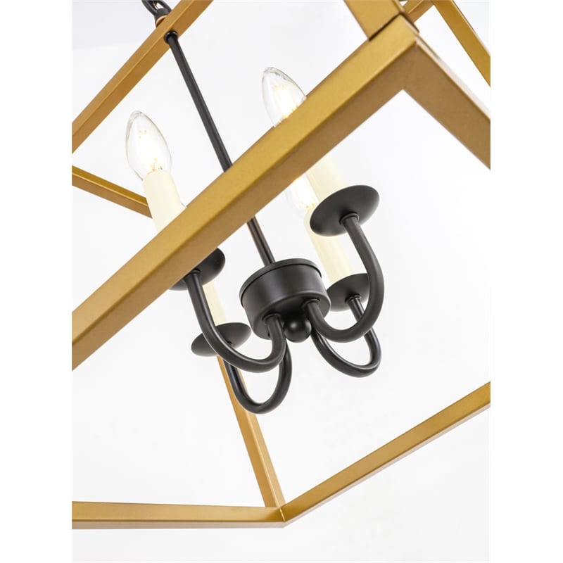 Living District Eclipse 4 Light Brass and Black Pendant