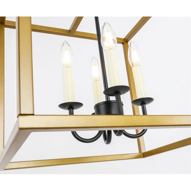 Living District Eclipse 4 Light Brass and Black Pendant