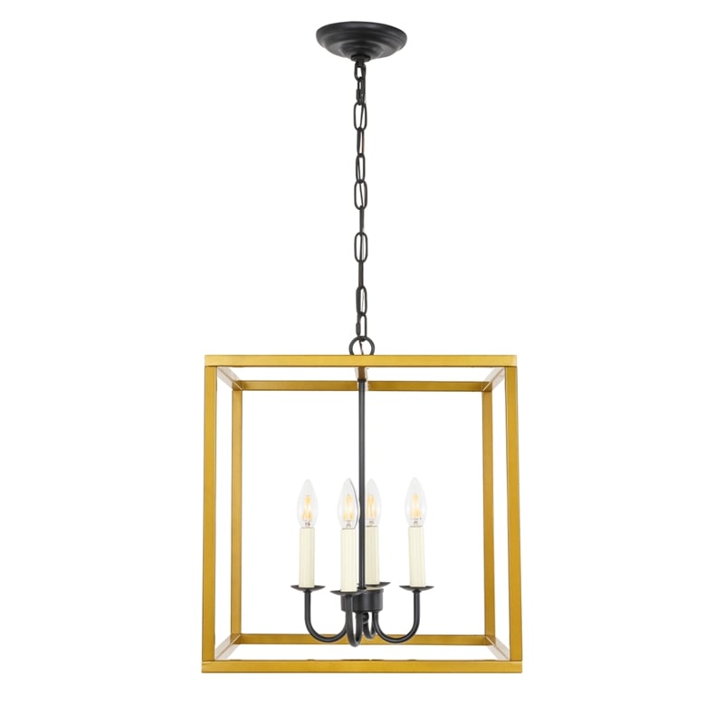 Living District Eclipse 4 Light Brass and Black Pendant