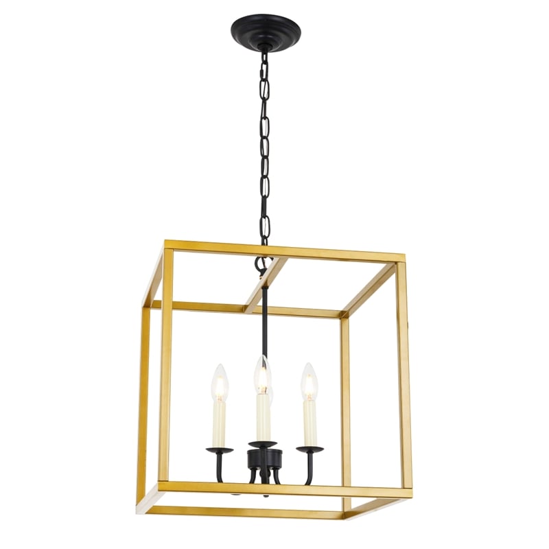 Living District Eclipse 4 Light Brass and Black Pendant