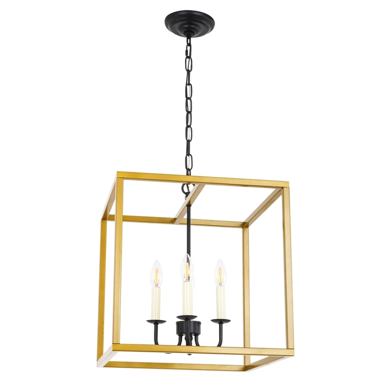 Living District Eclipse 4 Light Brass and Black Pendant