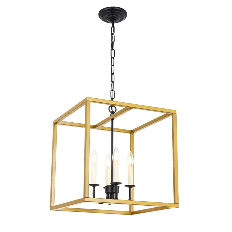 Living District Eclipse 4 Light Brass and Black Pendant