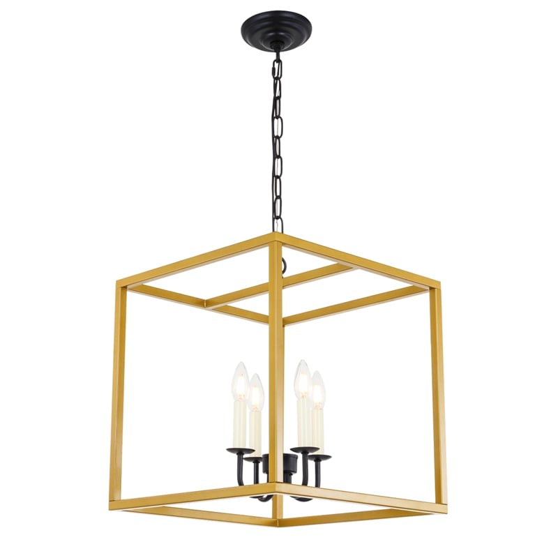 Living District Eclipse 4 Light Brass and Black Pendant