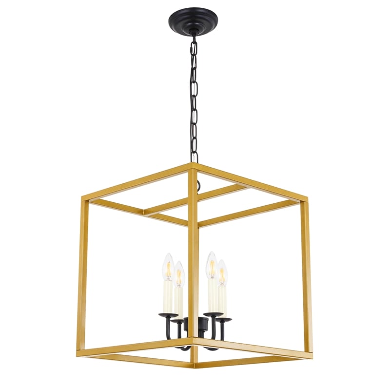 Living District Eclipse 4 Light Brass and Black Pendant