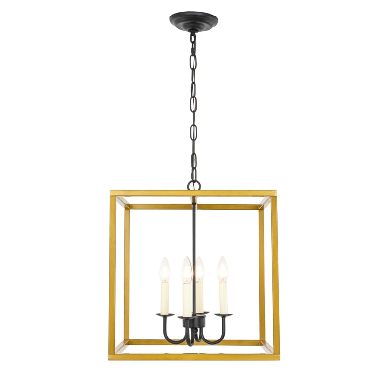 Living District Eclipse 4 Light Brass and Black Pendant