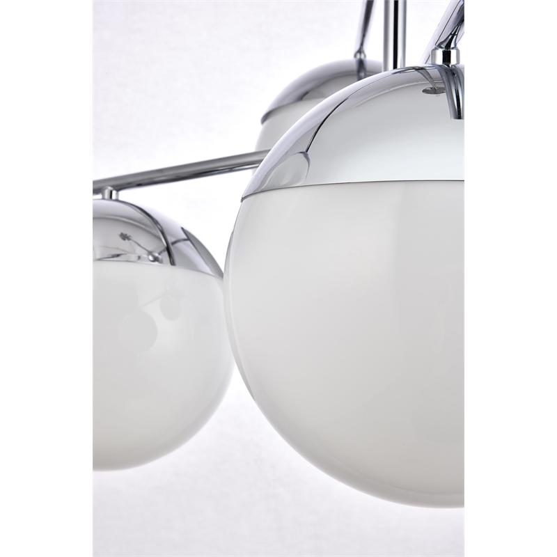 Living District Eclipse 6 Lights Chrome Pendant With Frosted White Glass