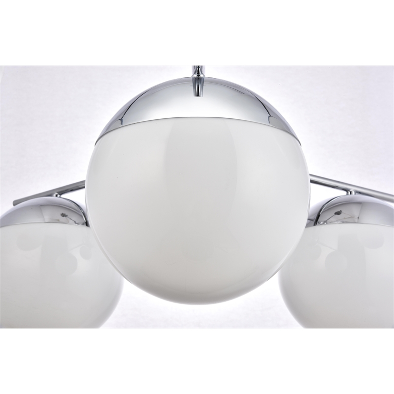 Living District Eclipse 6 Lights Chrome Pendant With Frosted White Glass