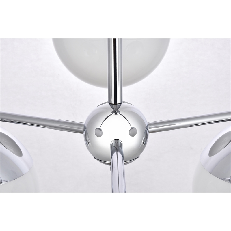 Living District Eclipse 6 Lights Chrome Pendant With Frosted White Glass