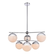 Living District Eclipse 6 Lights Chrome Pendant With Frosted White Glass