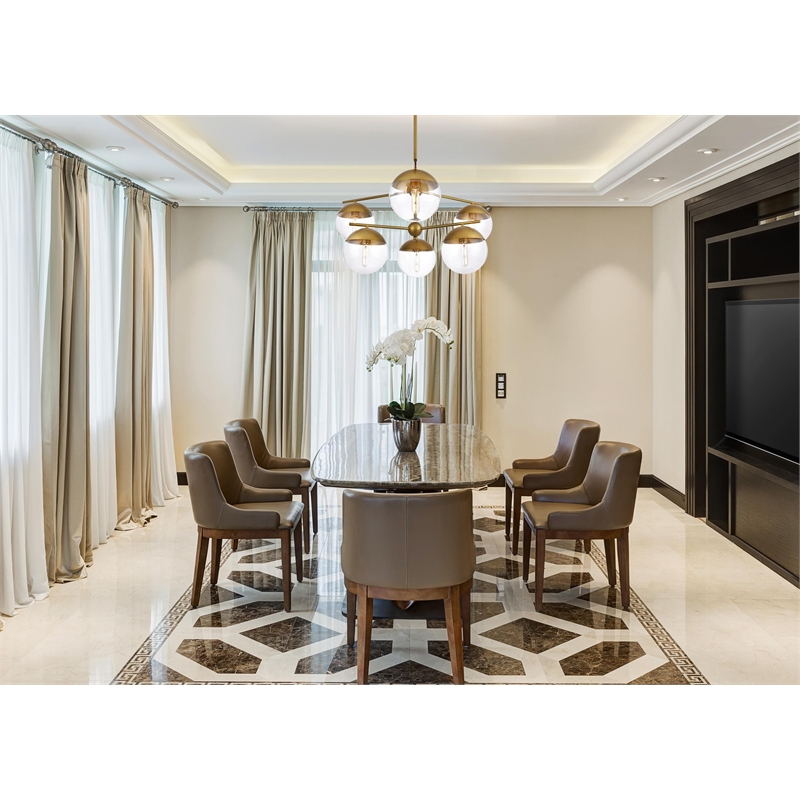 Living District Eclipse 6 Lights Brass Pendant With Clear Glass