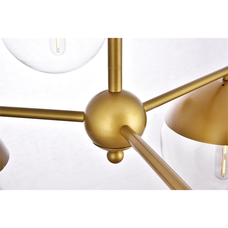 Living District Eclipse 6 Lights Brass Pendant With Clear Glass