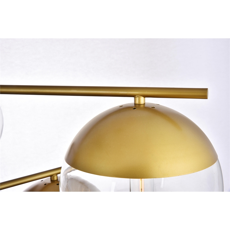 Living District Eclipse 6 Lights Brass Pendant With Clear Glass