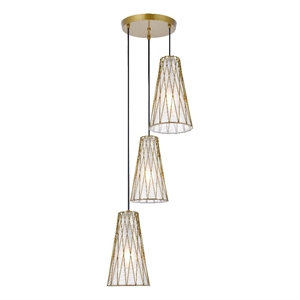 Living District Modesta 3 Light Brass Pendant