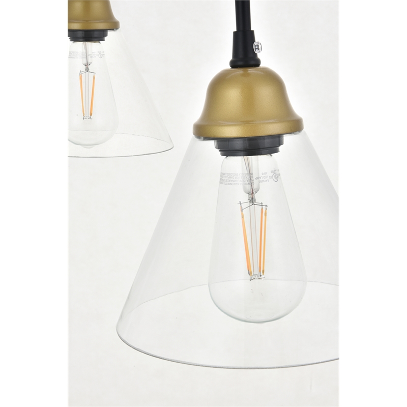 Living District Histoire 3 Light Brass and Black Pendant