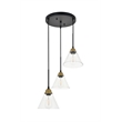 Living District Histoire 3 Light Brass and Black Pendant