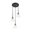 Living District Histoire 3 Light Brass and Black Pendant