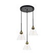 Living District Histoire 3 Light Brass and Black Pendant