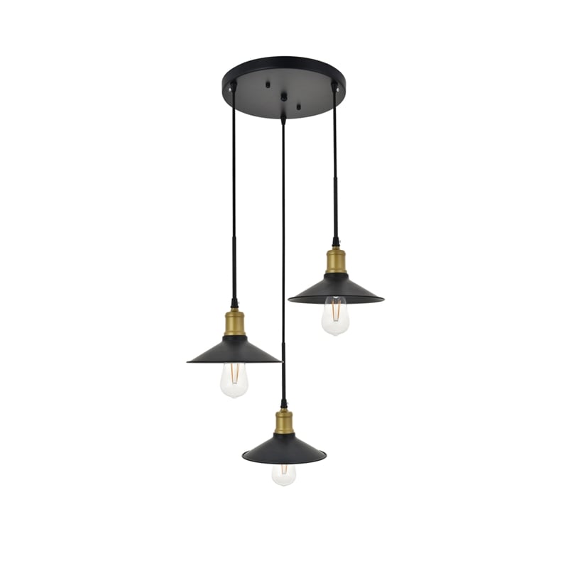 Living District Etude 3 Light Brass and Black Pendant