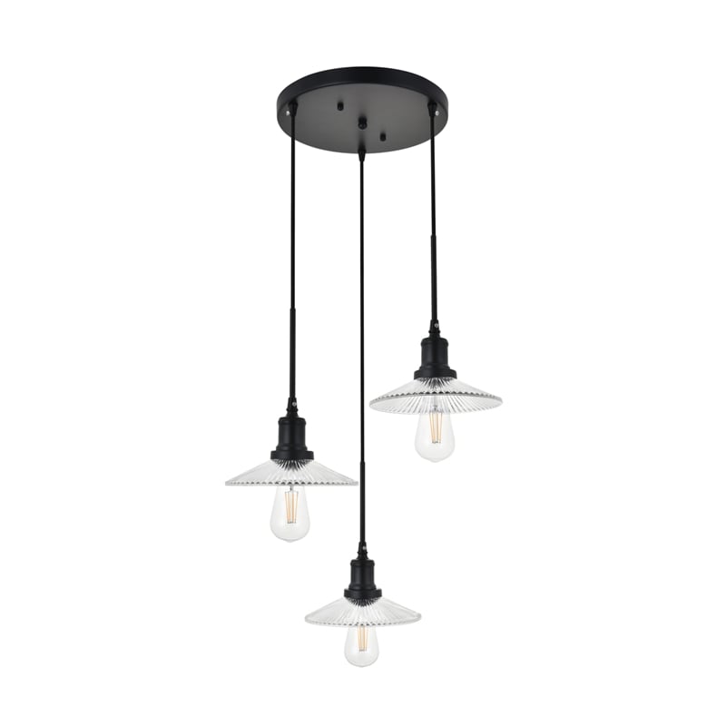 Living District Waltz 3 Light Black Pendant