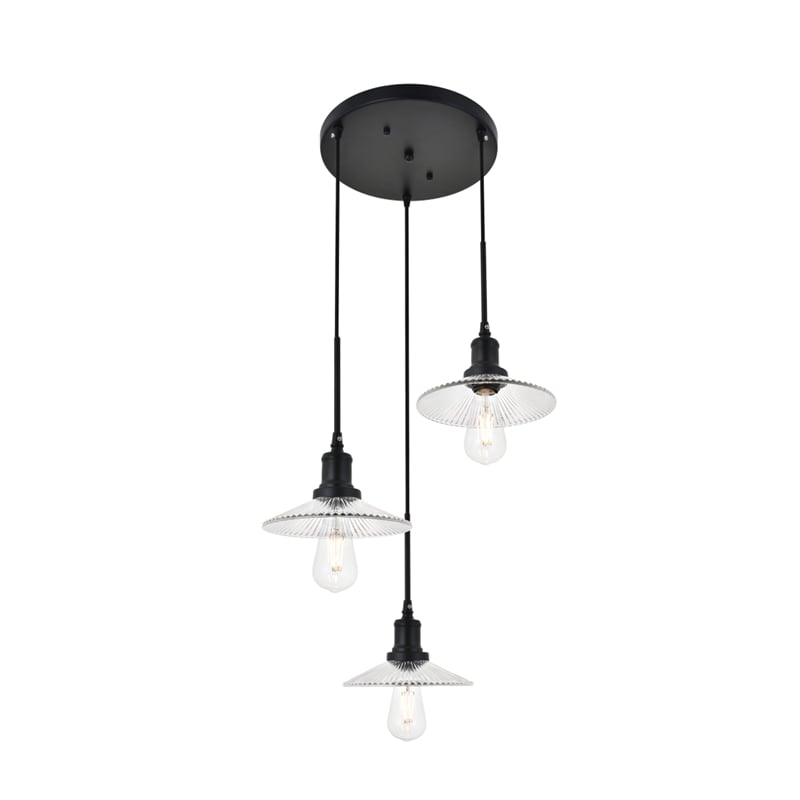 Living District Waltz 3 Light Black Pendant