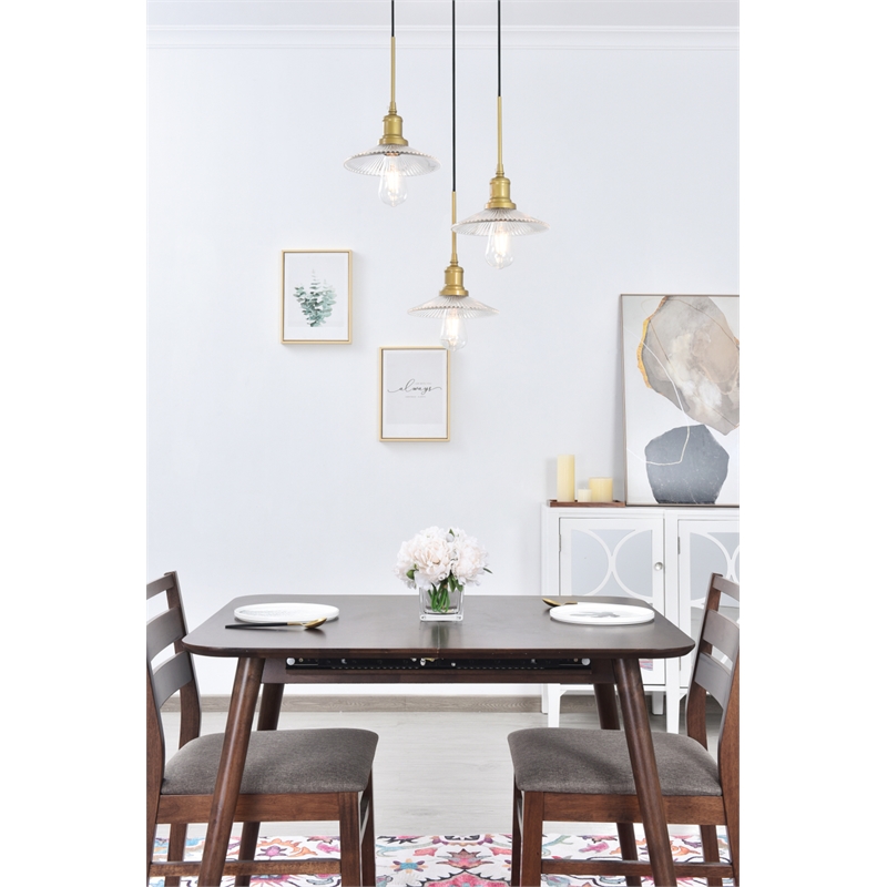 Living District Waltz 3 Light Brass Pendant