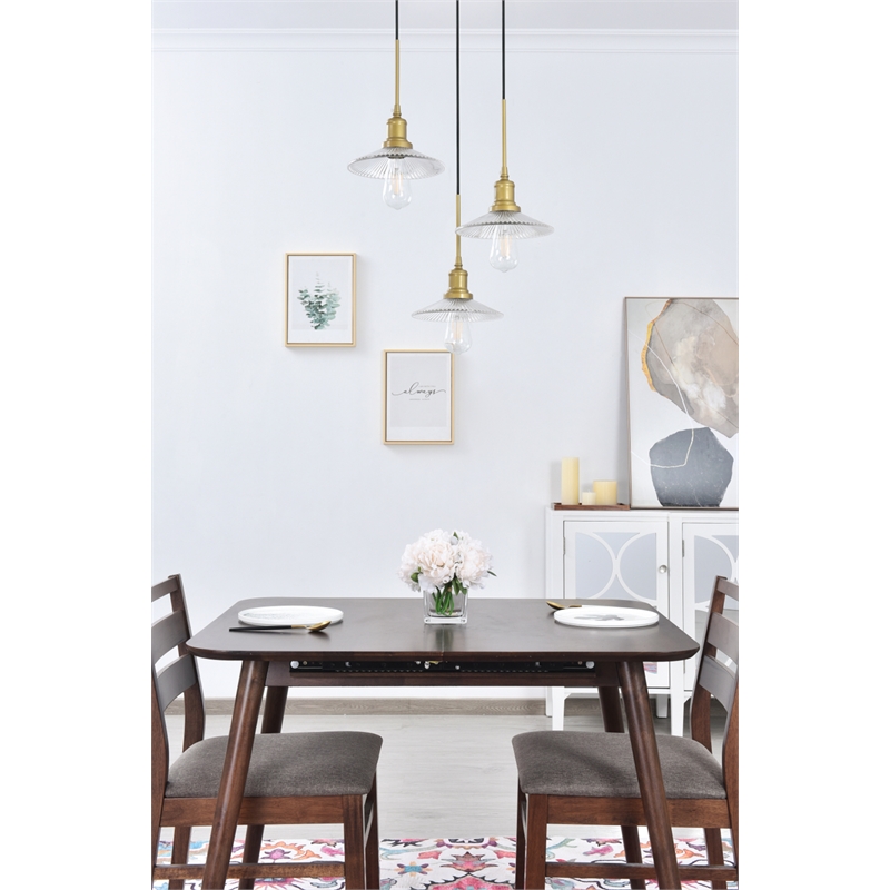 Living District Waltz 3 Light Brass Pendant