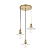 Living District Waltz 3 Light Brass Pendant