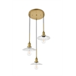 Living District Waltz 3 Light Brass Pendant