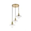 Living District Waltz 3 Light Brass Pendant