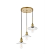 Living District Waltz 3 Light Brass Pendant