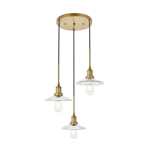 Living District Waltz 3 Light Brass Pendant